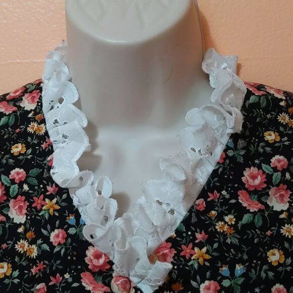 Vintage Handmade stand up collar pockets floral cottagecore prairie vest - Picture 5 of 9